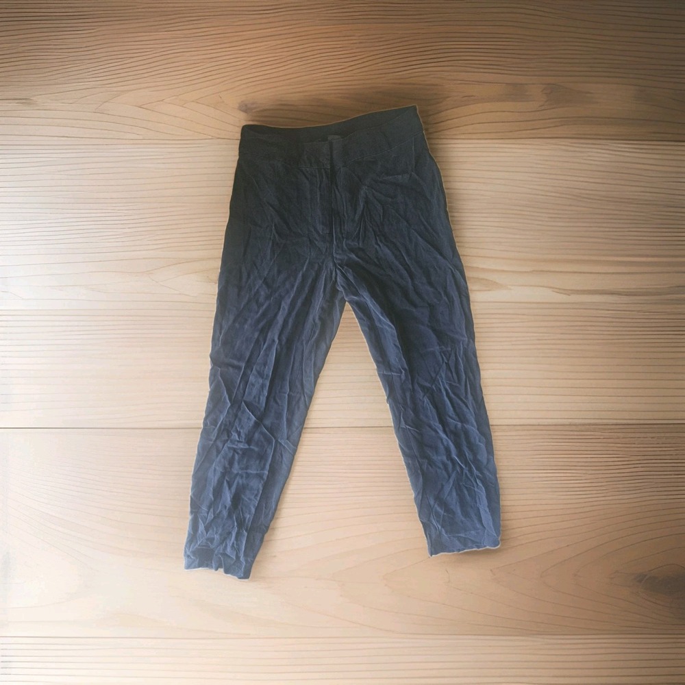 Eileen Fisher Womens P/S/M Black 100%  Silk dress pants Hook Closure 29X28